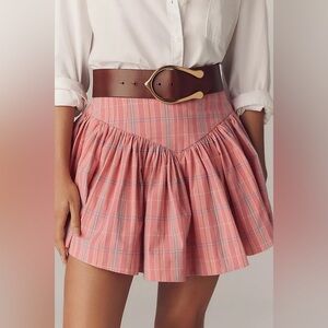NWT Maeve by Anthropologie Pink Gingham Drop Waist Bubble Skirt Skort Size Small